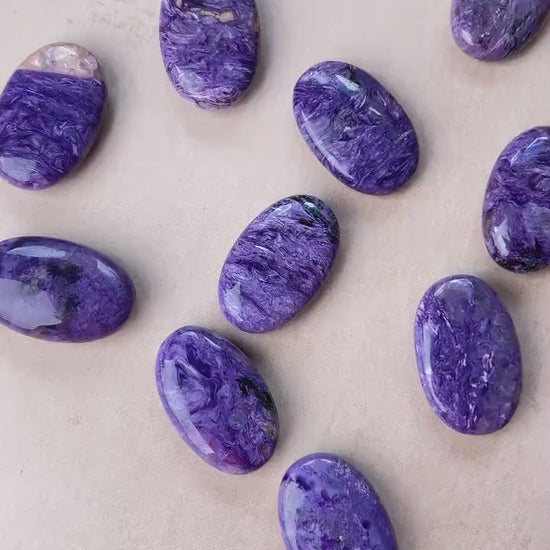 Polished Charoite Pocket Stone: Rare Russian Purple Crystal for Intuition Clarity