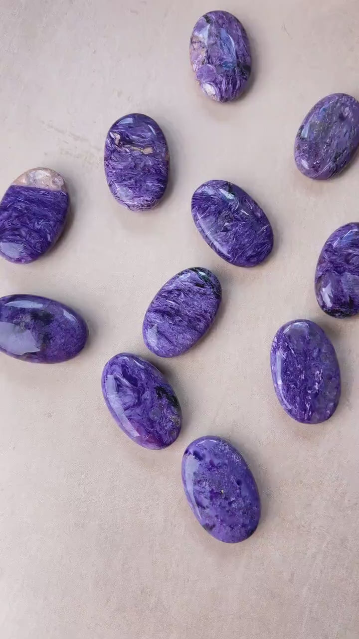 Polished Charoite Pocket Stone: Rare Russian Purple Crystal for Intuition Clarity