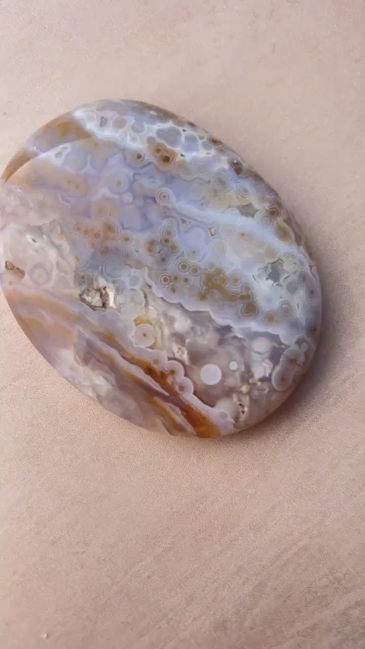 Ocean Jasper XL Palm Stone: Vein 3-4 Rare Old Stock Authentic OJ