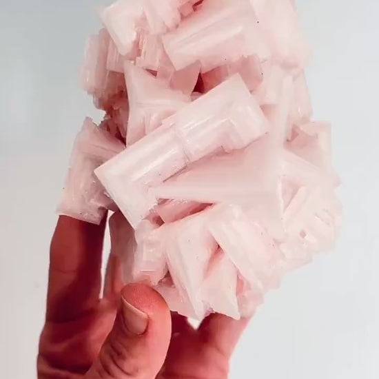 Hand Collected Bubblegum Pink Halite Crystal | Hopper Formation from Searles Lake CA