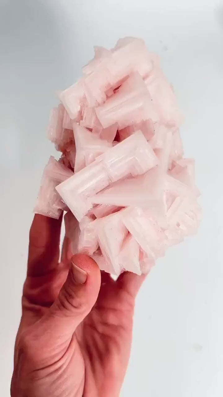 Hand Collected Bubblegum Pink Halite Crystal | Hopper Formation from Searles Lake CA