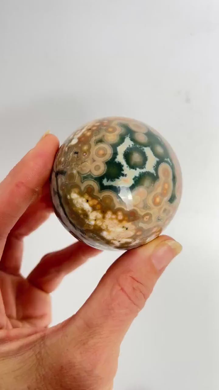 Ocean Jasper Sphere | Old Stock Vein 1-2 Collector Crystal
